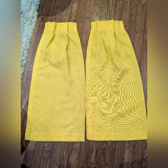 Vintage MCM 60s Pinch Pleat Drapes Curtains Pair 45” Lx 42”W Lemon Yellow - Picture 3 of 13